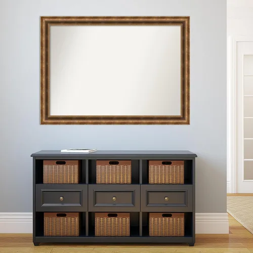Vista 707 de Amanti Art Espejo de pared personalizado no biselado (25 x 25 pulgadas), marco de bronce acentuado, varios tamaños personalizados, espejo de baño