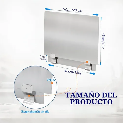 Vista 2 de Paquete de 2 protectores de salpicaduras de acero inoxidable para freidora lateral de estufa, protectores contra salpicaduras de aceite para cocina