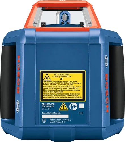 Vista 5 de BOSCH GRL2000-40HK REVOLVE Kit de láser rotativo horizontal autonivelante, incluye trípode, varilla de grado, receptor láser, 2 baterías D, 2