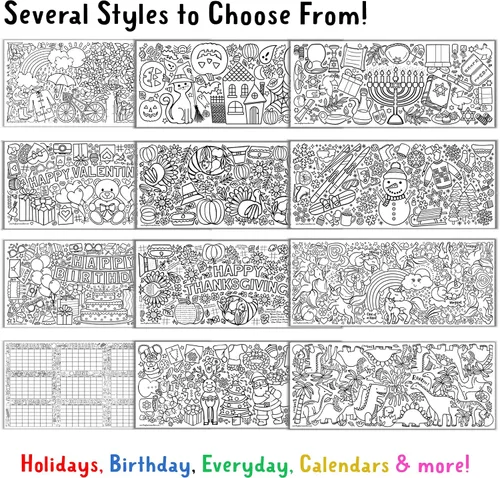 Vista 5 de Tiny Expressions - Póster para colorear de fin de año escolar - Enrollado, sin arrugas, 30 x 72 pulgadas, pancarta gigante para colorear de pared