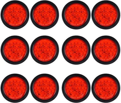Vista 19 de Astra Depot Juego de 4 unids rojo 4 "redondo 12 LED Stop Running Luz trasera Ojal Plug para vehículo largo camión remolque
