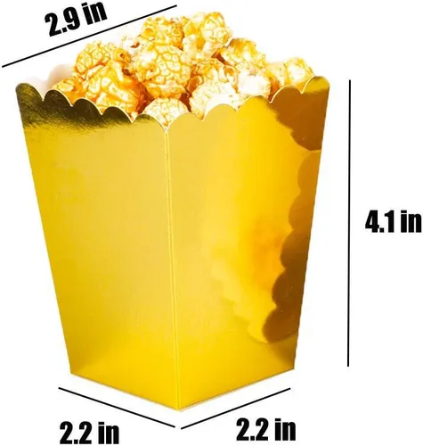 Vista 2 de Cajas doradas de palomitas de maíz, cajas de cartón para dulces, 24