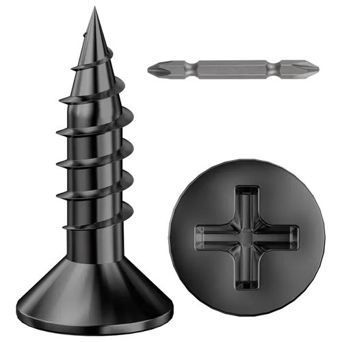 Vista 15 de Wensilon # 4X1 (460PCS) Tornillo de madera negro de cabeza plana 3X25, cabeza plana autorroscante de metal rápido