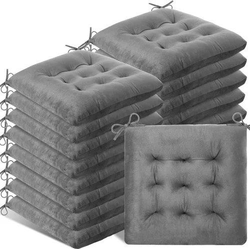 Vista 8 de Timgle Paquete de 16 cojines de asiento para silla, cojines de patio para muebles, almohadillas para sillas con lazos, tapete antideslizante