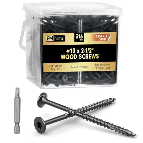 Vista 51 de #10 x 2-1/2" Tornillos para Terraza, 108 Piezas Tornillos para Madera con Cabeza Estrella, Tornillos para Madera Resistentes al Óxido para Negro