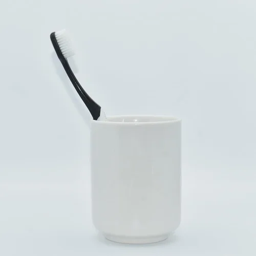 Vista 7 de Taza recta sin mango de cerámica de color sólido, tazas para beber, soporte para cepillo de dientes, adecuado para su uso en hoteles, hogares