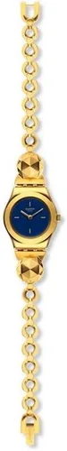 Vista 2 de Swatch Reloj de cuarzo analógico unisex con correa de acero inoxidable YSG153G, Oro, Pulsera