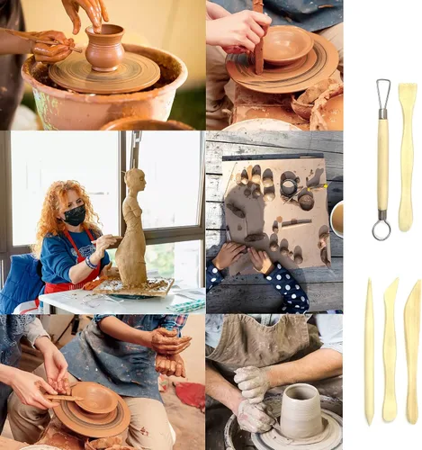 Vista 4 de Honbay - Mini herramientas de modelado de madera de 5 piezas, herramientas de escultura de arcilla para cortar, tallar y alisar