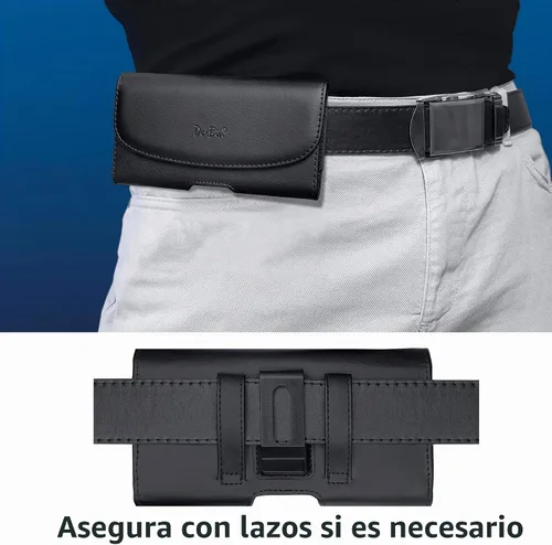 Vista 7 de PREMIUM Clip de cinturón Funda de piel para iPhone 6 (encaja con Funda OtterBox / LifeProof a prueba de agua), Negro 2