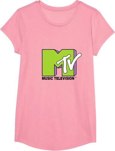 Vista 99 de Camiseta de tratamiento de relleno con logotipo MTV verde lima y morado, Negro, S Azul Marino