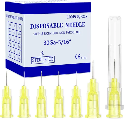Vista 10 de Aguja desechable Luer Lock 30Ga 1/2 pulgada 13mm 100 unidades (30Ga-1/2IN)
