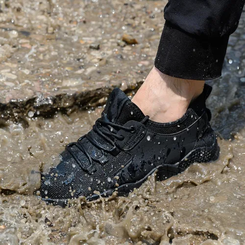 Vista 4 de ulogu Zapatos impermeables para hombres y mujeres, antideslizantes, para trabajo, servicio de alimentos, resistentes al agua, zapatos para caminar