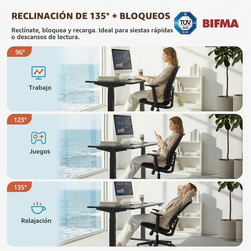 Vista 8 de ErgoSift Silla de oficina ergonómica M1 con profundidad de asiento
