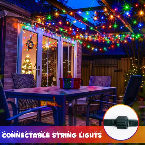 Vista 6 de Luces de Navidad Multicolor Conectables para Exteriores Impermeables, 66 pies 200 LED Luces de Navidad LED para Interiores con Enchufe, 8 Modos