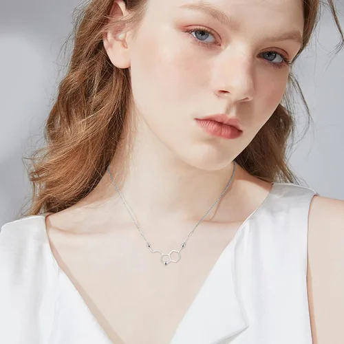 Vista 2 de LUHE Collar de molécula de serotonina de plata esterlina, pulsera, collar de molécula de cafeína para mujer