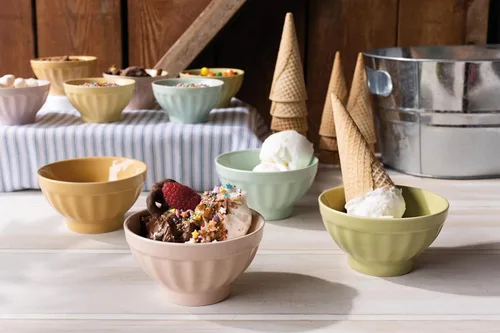 Vista 3 de Now Designs Flora - Cuencos de cerámica para helados, juego de 4, 8 onzas