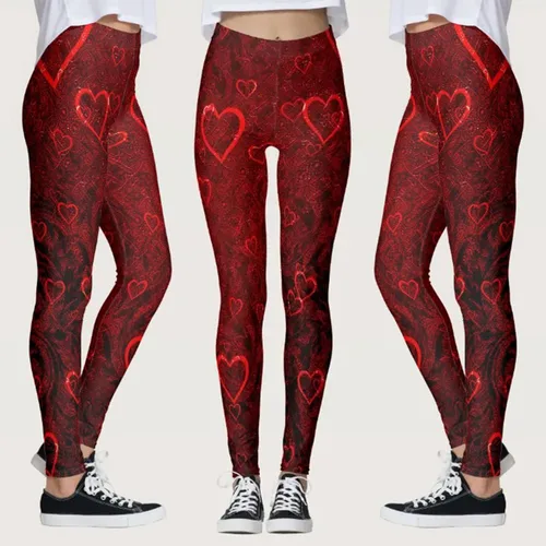 Vista 4 de Lovesy Stripes Pilates Pants Women's Day Print Leggings for Yoga Running Valentine's Pants Womens Yoga Pants