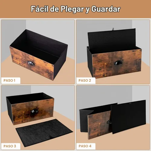 Vista 7 de GOFLAME Cómoda con 5 cajones, cómoda con almohadillas ajustables para los pies, cajones plegables, marco de acero y parte superior de madera, cómoda