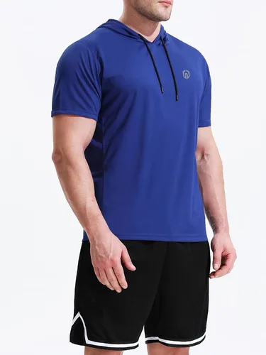 Vista 5 de NELEUS Paquete de 3 camisas de correr para hombre, camisetas atléticas de malla con capucha