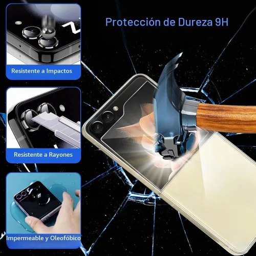 Vista 5 de Protector de pantalla de privacidad 8 en 1 para Samsung Galaxy Z Flip 5, interior suave EPU flexible, protector de pantalla frontal y trasera