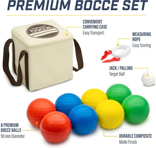 Vista 4 de GoSports 90 mm Bocce Ball Sets - Outdoor Lawn Game - Composite or Resin