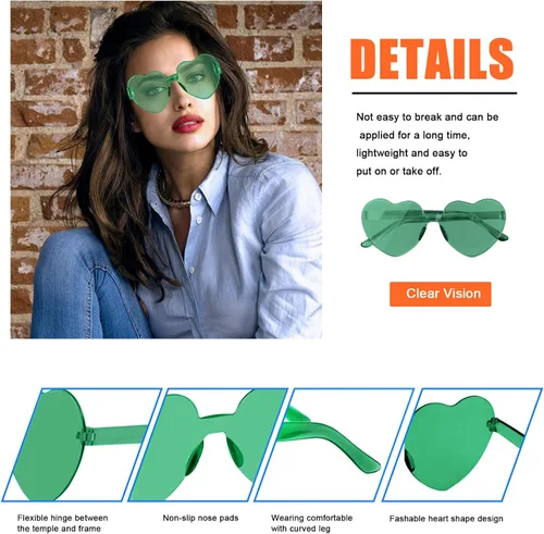 Vista 3 de AEAHALY Gafas de sol con forma de corazón para mujer gafas de sol en forma de corazón Gafas de corazón