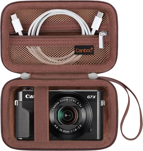 Vista 15 de Canboc Funda rígida para cámara digital Canon PowerShot G7X Mark III Mark II, PowerShot SX740 SX730, bolsa de malla para batería, cable USB, negro
