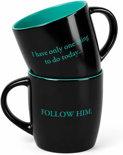 Vista 5 de The Chosen: Taza oficial de café de cerámica con relieve de 3 peces de 12 oz con revestimiento de goma