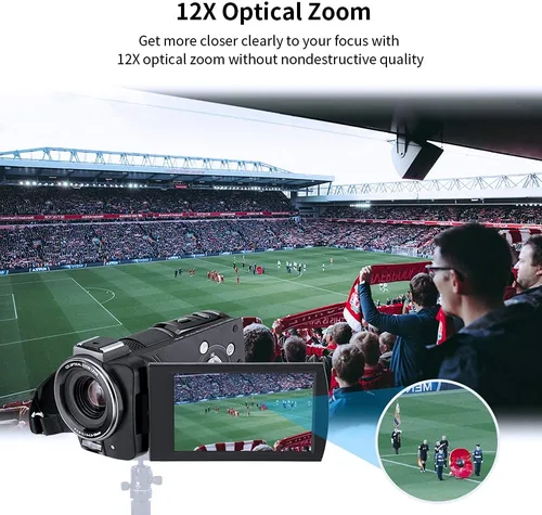 Vista 3 de ORDRO Videocámara 4K UHD Cámara de vídeo digital 1080P con zoom óptico 12x Cámara de transmisión en vivo