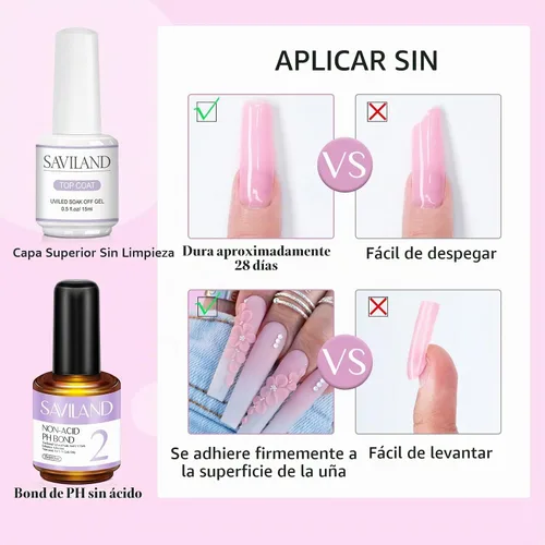 Vista 6 de Kit de uñas acrílicas SAVILAND con taladro: juego profesional de polvo acrílico de 0.5Oz transparente/blanco/rosa y líquido de 50ml con taladro