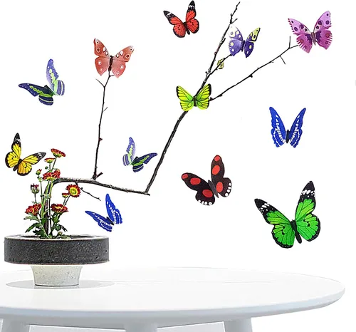 Vista 8 de PARLAIM 104 calcomanías de pared de mariposas 3D para pared, mariposas 3D, decoración de mariposas, decoración de mariposas, calcomanías murales