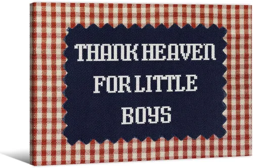Vista 12 de Arte de pared con texto en inglés "Thank Heaven for Little Boys" (Thank Heaven for Little Boys), póster vintage con cita de guinga roja, impresiones