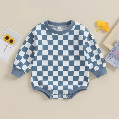 Vista 42 de Karuedoo Sudadera a cuadros para bebé niño y niña, mameluco de gran tamaño, manga larga, con burbujas, ropa neutra para otoño