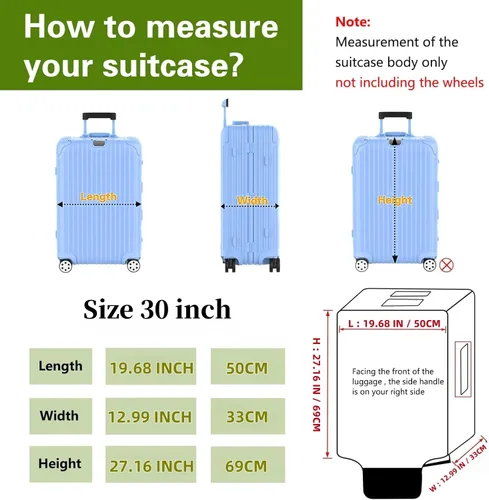 Vista 2 de Fundas de equipaje Protector de maleta transparente completo, Negro