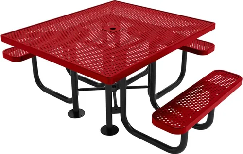 Vista 11 de COATEDOUTDOORFURNITURE Mesa de picnic cuadrada de 46 pulgadas, expandida, color negro