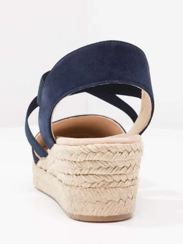 Vista 6 de Sandalias de tacón medio con plataforma con tiras elásticas cruzadas para mujer tipo esparteñas (personalizable)