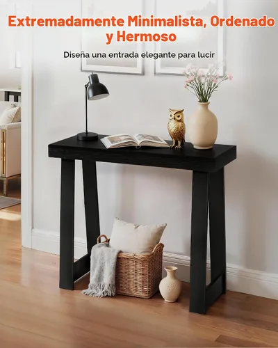 Vista 4 de VEVOR Mesa consola de 36 pulgadas, escritorio moderno detrás del sofá, escritorio de entrada rectangular de madera, soporte estrecho y largo