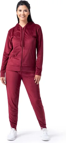 Vista 9 de Wright's Conjunto de sudadera y jogger de terciopelo para mujer de 2 piezas con cremallera y capucha Negro