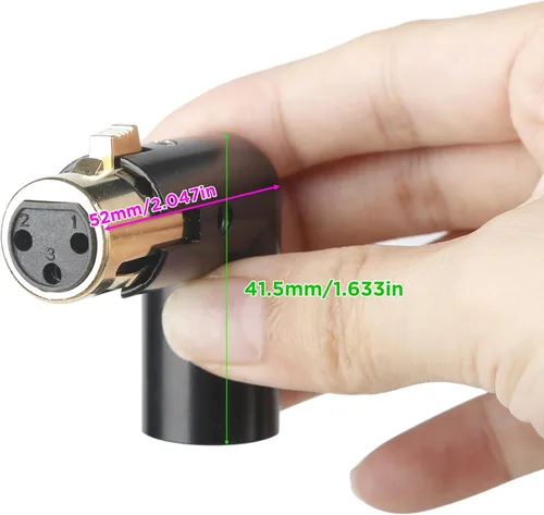 Vista 3 de MAD OWL Adaptador XLR de 3 pines de 90 grados, adaptador XLR de ángulo recto ajustable macho a hembra para cable DMX negro