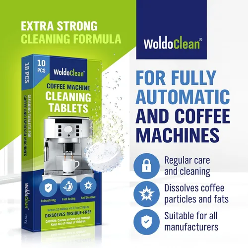 Vista 2 de WoldoClean Tabletas de limpieza para máquinas de café totalmente automáticas 10 x 0.07 oz - Compatible con Breville, DeLonghi, Jura, Philips, Miele