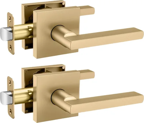 Vista 27 de Goldenwarm Manijas de puerta de oro cepillado para interiores, manijas