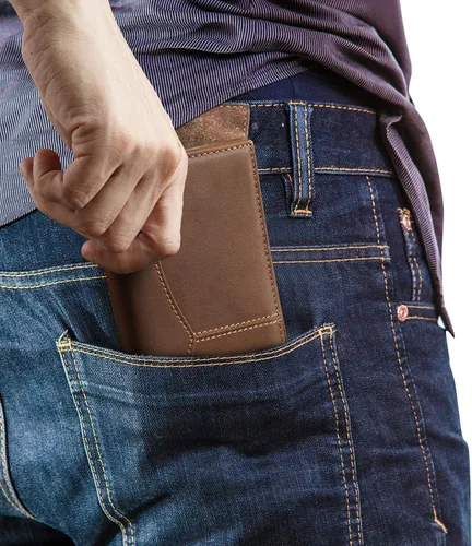 Vista 6 de Polare - Cartera larga y plegable de piel de vaca para hombre