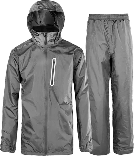 Vista 8 de V VALANCH Ropa de lluvia para hombre con bolsillo reflectante en el pecho y pantalones impermeables Azul