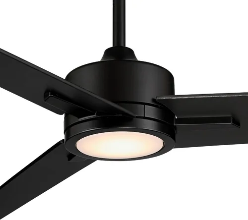 Vista 3 de Casa Vieja Ventilador de techo industrial moderno de 3 aspas Monte Largo de 60 pulgadas con luz LED regulable, control remoto, negro mate para sala