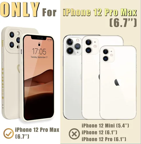 Vista 2 de Teageo Funda compatible con iPhone 12 Pro Max de 6.7 pulgadas para mujeres y niñas, bonito corazón de lujo