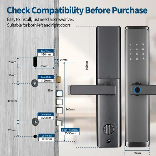 Vista 7 de Sophies Cerradura de puerta de entrada sin llave, cerradura de puerta inteligente Bluetooth funciona con código de control de aplicación y soporte