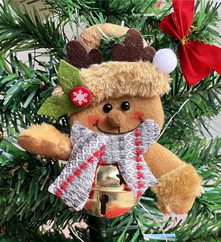 Vista 4 de Campanas de decoración de Navidad para colgar en el árbol de Navidad, lazos de pino y bayas, 18 unidades, 2.0 in de diámetro (paquete de 9)