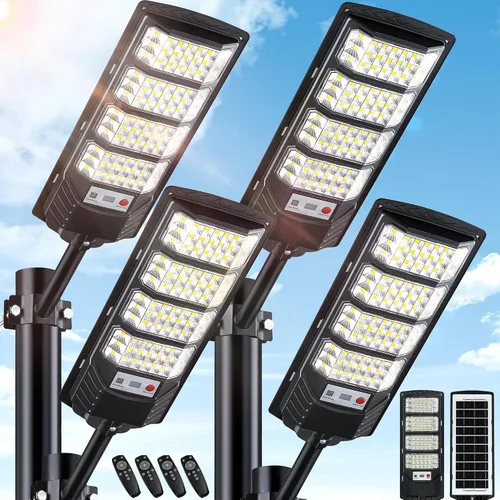 Vista 8 de Yusist Paquete de 2 Luces Solares para Calles Exteriores Impermeables, Luces LED con Sensor de Movimiento de 6500K, Luces de Inundación Solares