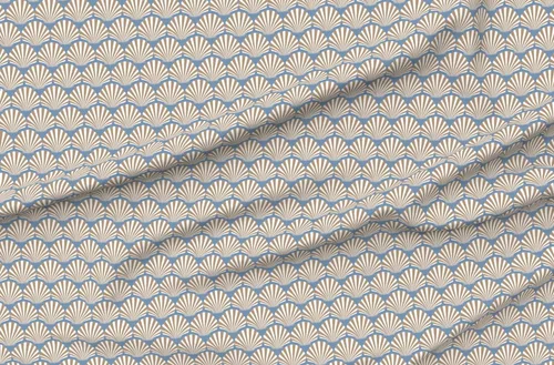 Vista 4 de Spoonflower Tela - Conchas Azul Preppy Art Deco Arena Blanca Costera Playa Náutica Impreso en Tela de Gasa Cuarto Grasa - Costura Ropa de Moda