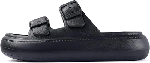 Vista 2 de KVbabby Sandalias de nube para niños, doble hebilla ajustable, sandalias para niñas y niños, suela gruesa, cojín de ducha antideslizante